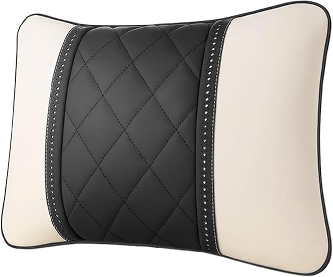 Luxury NAPPA Headrest Compatible For Mercedes Maybach S-Class Leather Lumbar Pillows Car Neck Travel Seat Cushion Support Car Accessories(Beige coffee Maybac)