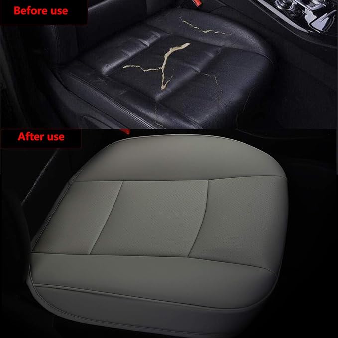 Car Interior PU Leather Car Seat Cover Protector Front Car Seat Cover,Single Seat Cover (Width 20.8×deep 21×Thick 0.2 inch) (Gray) Taupe
