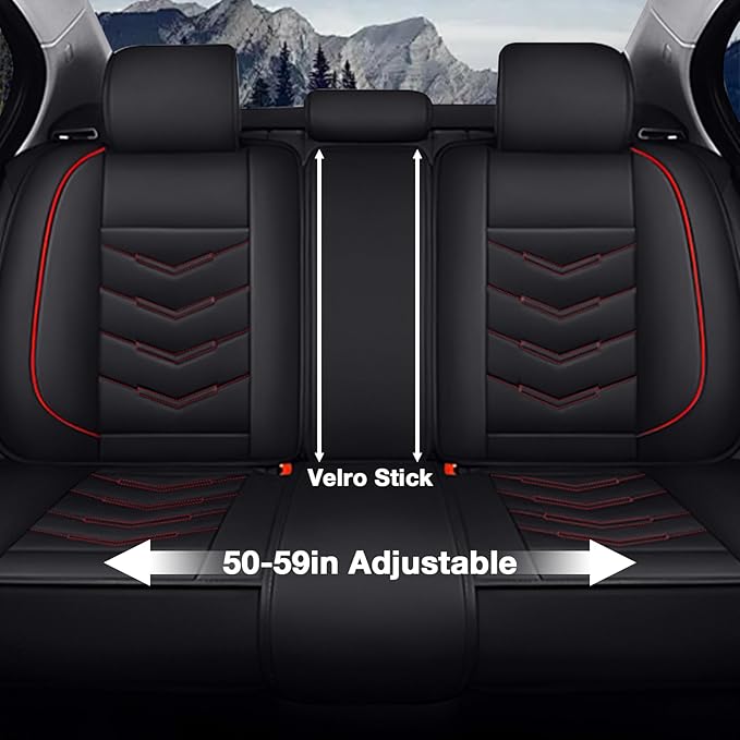 MVRVMV Car Seat Covers for Ford Explorer 2012-2026, Waterproof & Wear-Resistant Front and Rear Seat Protectors with 2* Neck Pillow and 2* Lumbar Support (7 Seat Luxury, Black-Red