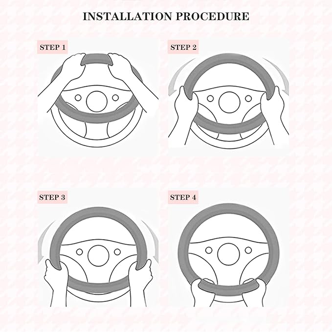 Cute Steering Wheel Cover D Shape for Women Men Breathable Universal 15 inch,Black and White