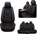 MVRVMV for Ford Explorer 2007-2026 Seat Covers, Waterproof Leather Seat Cover (5 Seat Standard,Black-Red)