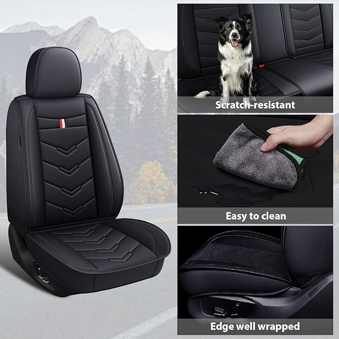 MVRVMV 3 Row 7 Seater Seat Covers for Ford Explorer 2012-2026, Airbag Compatible Front and Rear Split Bench Leather Auto Seat Protectors (7 Seat Standard, Black