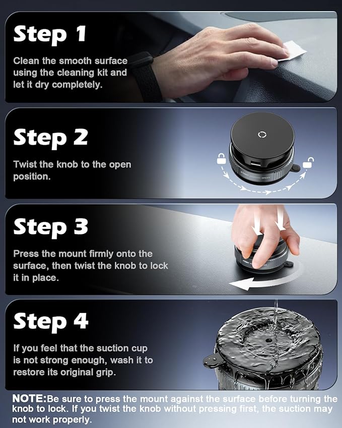 CloudValley 15W Wireless Fast Charging Car Phone Mount, Nano Gel Vacuum Suction Magnetic Phone Holder, 360° Adjustable Car Mount for iPhone 17/16/15/14/13, Strong Grip on Rough Surfaces