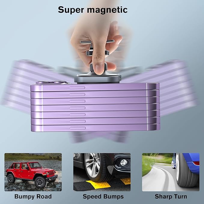 OHLPRO for MagSafe Car Mount Charger, 15W Fast Charging Car Magnetic Phone Holder for Dashboard and Air Vent, Compatible with iPhone 16/15/14/13/12 Series and Magsafe Case