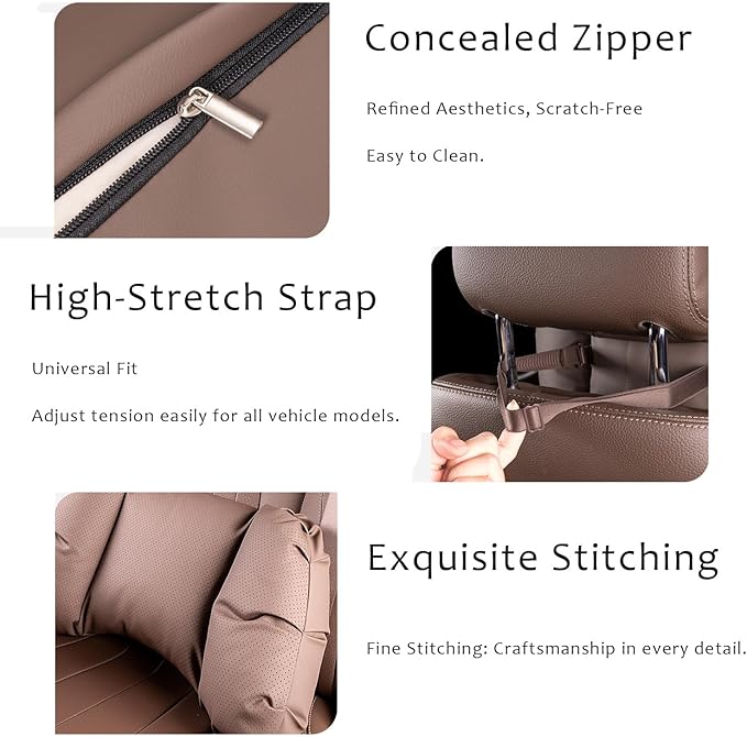 Car Neck Pillow & Lumbar Support for Mazda MX-5 Miata 2019-2023 Ergonomic Breathable Mesh Auto Seat Back Cushion Headrest,Brown-Neck Pillow
