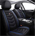 MVRVMV Seat Covers for Ford F-150 2010-2026, Waterproof Leather Auto Seat Cover (2 Seat Standard,Black-Blue)