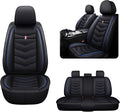 MVRVMV Seat Covers for Ford Maverick 2022-2026, Waterproof Leather Auto Seat Cover (5 Seat Standard,Black-Blue)