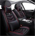 MVRVMV for Ford F-350 2010-2026 Seat Covers, Waterproof Leather Seat Cover with 2* Neck Pillow and 2* Lumbar Support (2 Seat Luxury,Black-Red)