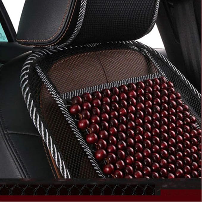 Wood Bead Car Seat Cover Cushion, Cooling & Breathing, Automotive Beaded Driver Seat Massager Cushion for Lower Back Pain