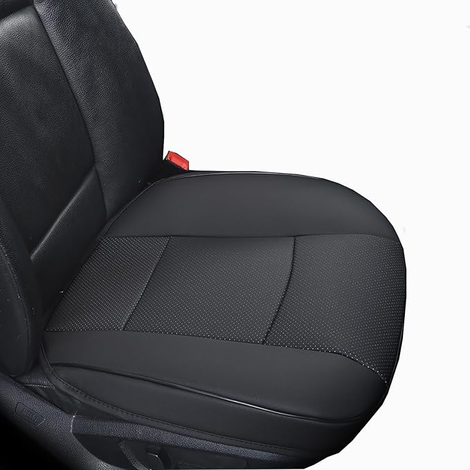 Luxury PU Leather Car Seat Cover Protector Front, Bottom Single Seat Cover-Compatible with 90% Vehicles (Width 20.8 ×deep 21×Thick 0.2 inch) (Black)