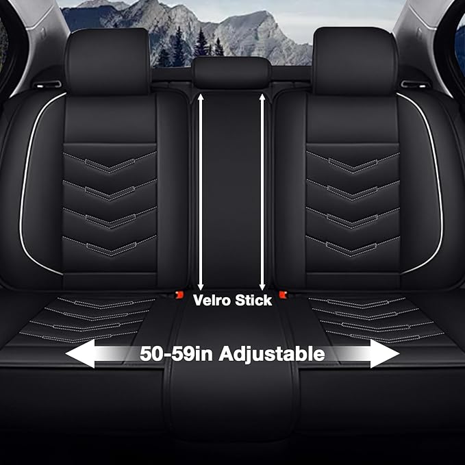 MVRVMV Luxury Car Seat Covers for Ford Explorer 2012-2026, Nappa Leather Auto Seat Cover with 2 Neck Pillows and 2 Lumbar Supports (5 Seat Luxury, Black-White)