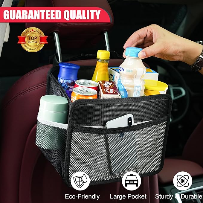 Car Back Seat Organizer and Storage Bag, Premium 1680D Oxford Cloth Collapsible Universal Hanging Car Seat Back Organizer for Kids & Adults