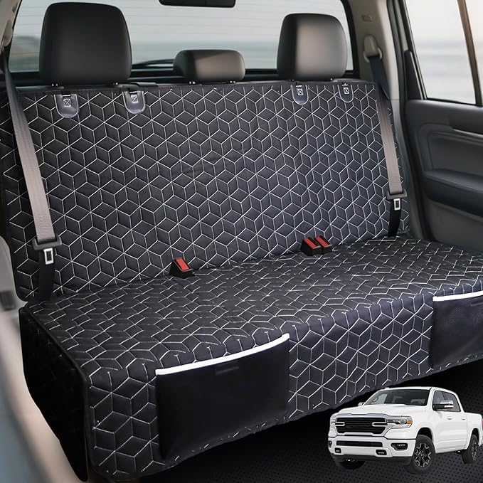 Meginc Dog Car Seat Covers for Back Seat,Waterproof Pet Bench Seat Covers for Trucks Ford f150/Ram1500/Nissan Frontier/Toyota Tacoma/GMC Canyon/Silverado Scratch Nonslip Truck Seat Cover for Dogs