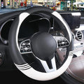 Cute Steering Wheel Cover for Women Men Leather Universal 15 inch,Black and White