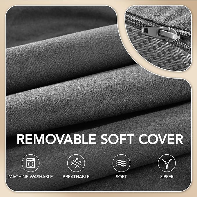 Lumbar Support Pillow for Recliner,Large Memory Foam Back Support Cushion for Sofa & Gaming Chair, Ergonomic Backrest Pillow for Elderly, Comfortable Couch Cushion with Machine Washable Cover,Gray