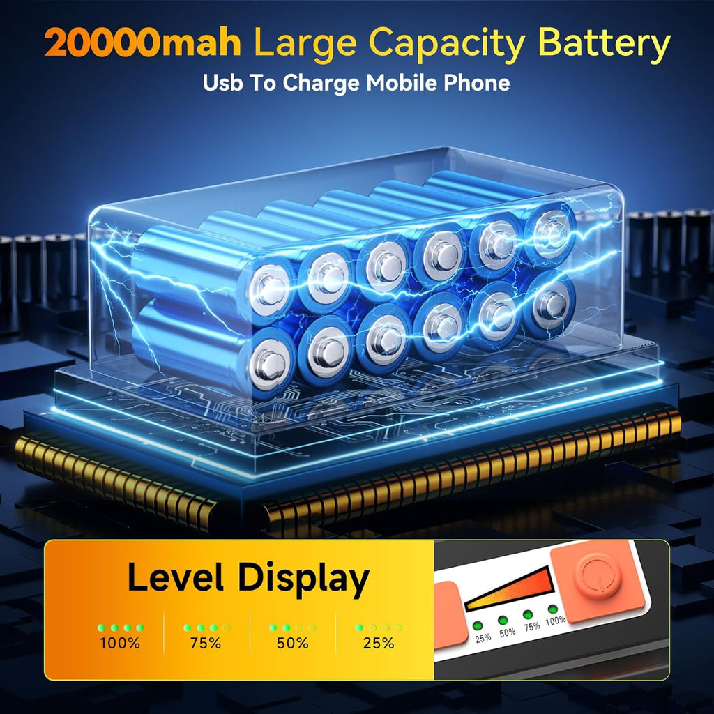 200W Led Work Light Rechargeable,20000MAh Solar Portable Light, 20000LM Magnetic Work Lights, 326 Led Battery Work Lights with Stand 5 Lights Modes IP66 Waterproof for Outdoor Camping Car Repairing