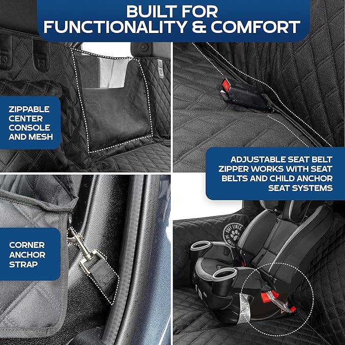 Ruff Liners Medium Back Seat Extender for Dogs, Black – As Seen on Shark Tank – Hard Bottom Platform for Cars, SUVs & Mid-Size Trucks, 400lb Support, Waterproof – Rigid Back Seat Cover for Dogs