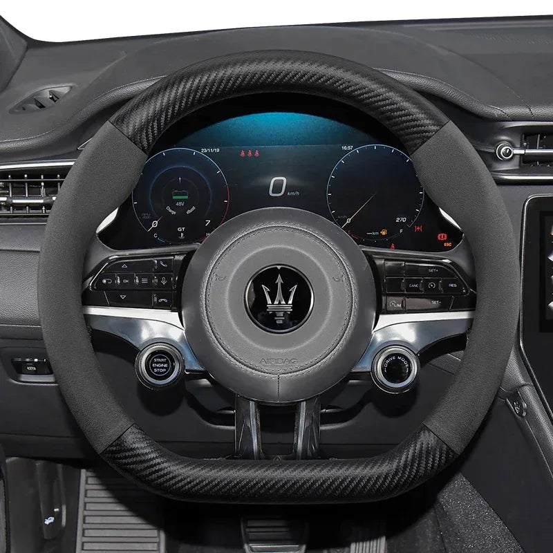 Maserati Suede Carbon Fiber Leather Steering Wheel Cover
