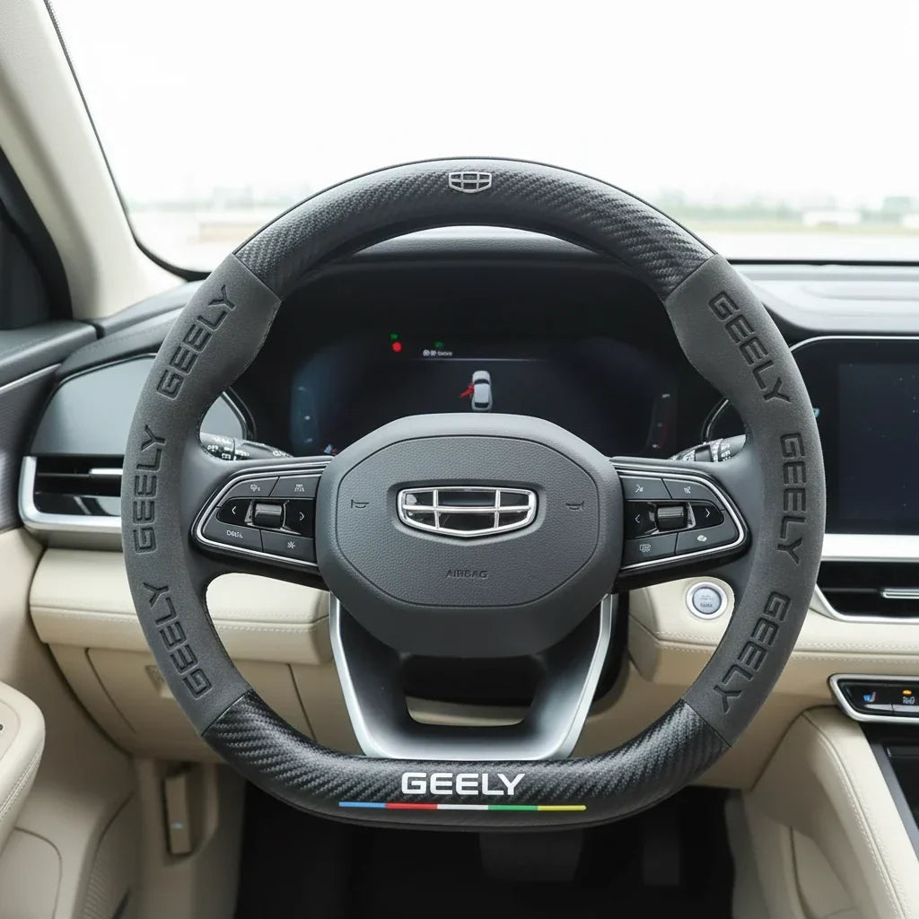 Geely Carbon Fiber Suede Steering Wheel Cover