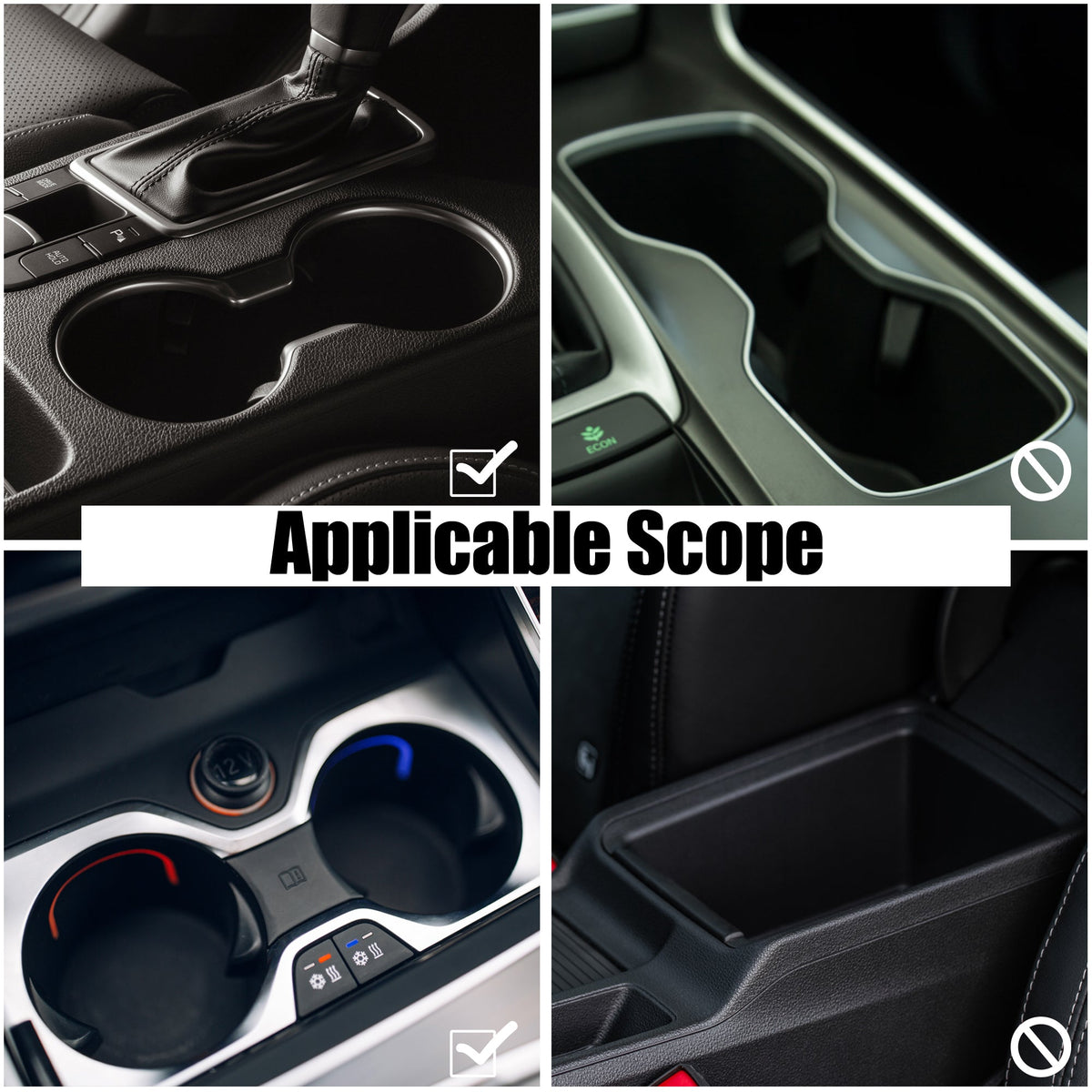 2-in-1 Multifunction Car Cup Holder Expander with Adjustable Base Black